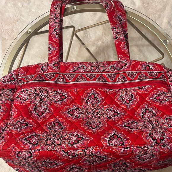 Vera Bradley Red and Pink Patterned Large Duffel Bag - Picture 3 of 13